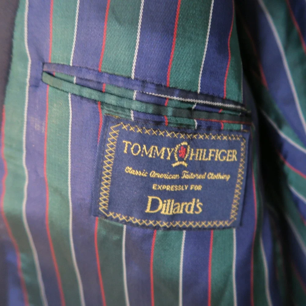 Tommy Hilfiger Sport Coat By Dillards Navy Blue Union Made‎ 1970s Vintage
